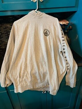 American Eagle Outfitters Light Gray  Pull Over Hoodie with Logo